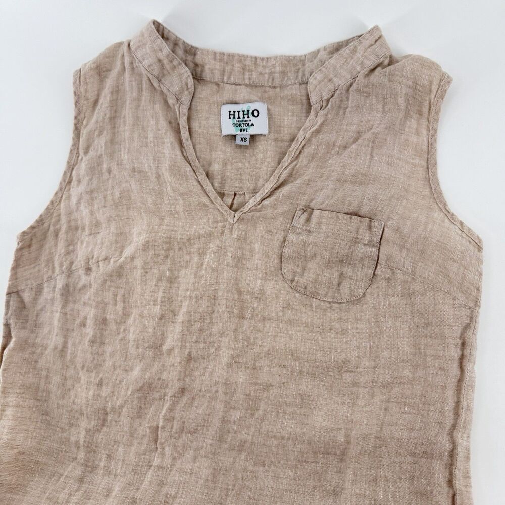 HIHO Linen Tank Top Dress Women XS Neutral Oatmeal Beige Beach Resort Coastal